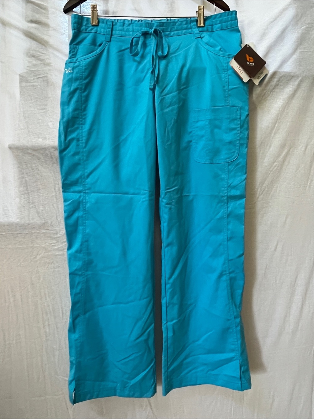 NRG by Barco Stretch Turquoise Drawstring Scrub Medical Aesthetician Pants Sz M
